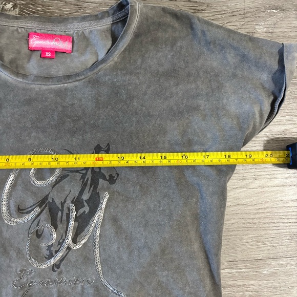 Y2K Gray and Silver Horse Graphic Tee Size XS Equestrian Horse Girl - Picture 4 of 7